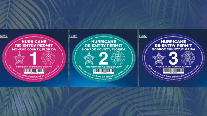 three different colored labels on a blue background