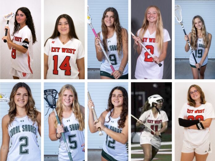 a collage of photos of girls lacrosse players
