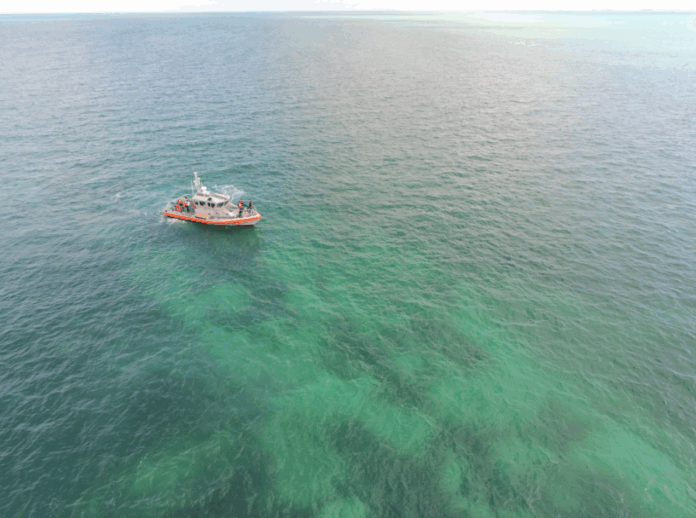 Big Cat grounding site a boat in the middle of the ocean
