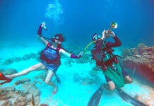 a couple of people that are in the water