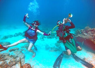 a couple of people that are in the water