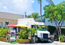 a food truck parked in front of a building