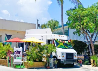 a food truck parked in front of a building
