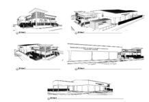 a drawing of four different types of houses