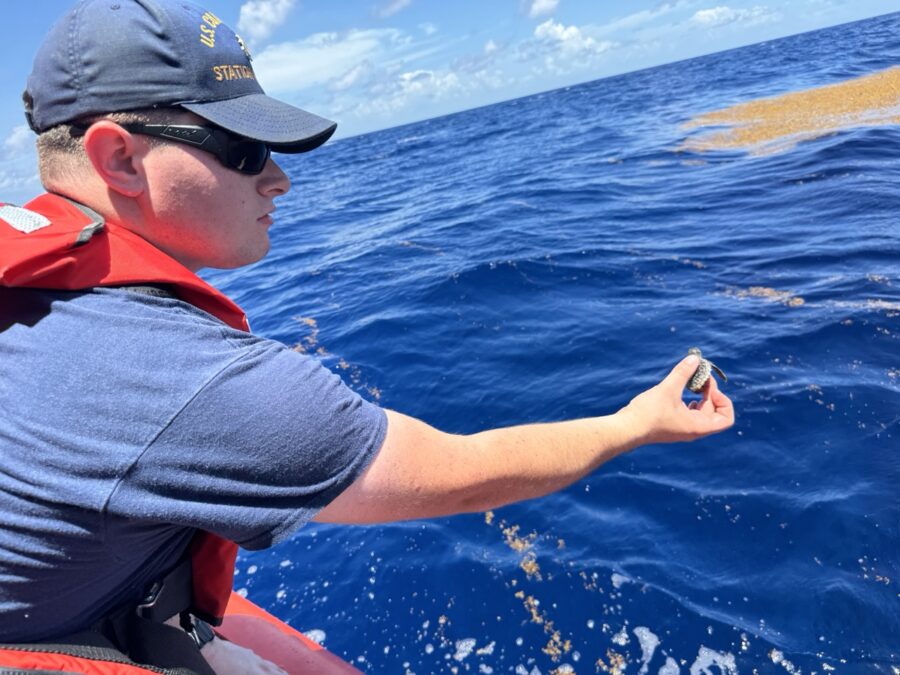 a man on a boat in the middle of the ocean