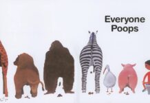 a children's book with a picture of a giraffe, zebra,