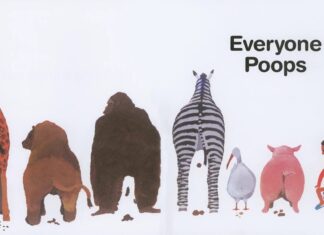 a children's book with a picture of a giraffe, zebra,