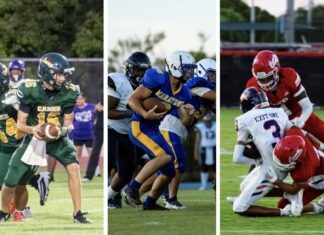 a series of photos of a football game