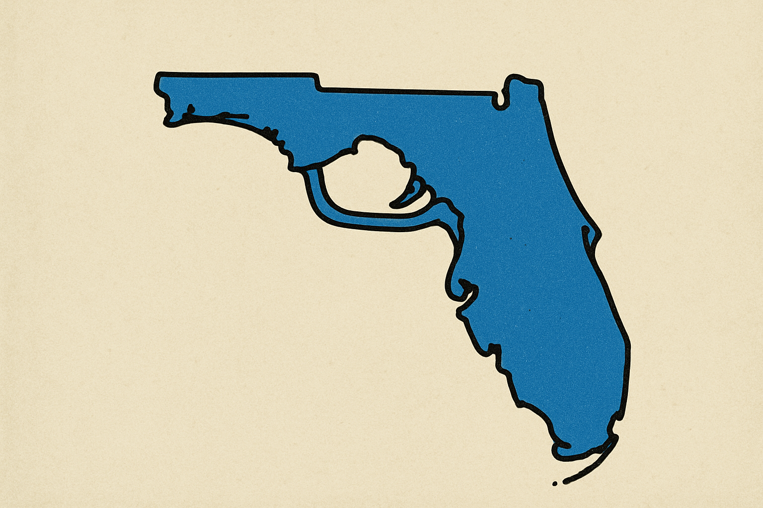a drawing of a blue gun on a beige background