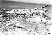 a black and white photo of an old town