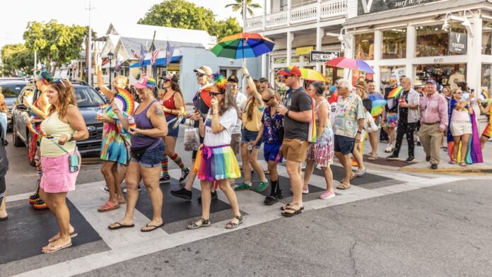 Rainbow Crosswalk 2nd Line Protest NWM--24 Large a group of people standing on the side of a road