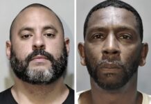 two mug shots of two men with beards