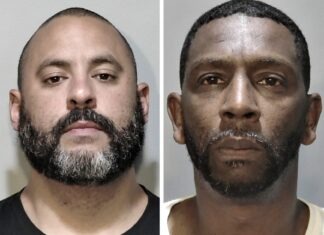 two mug shots of two men with beards