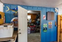 a room that has a bunch of items on the wall