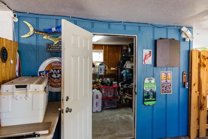 a room that has a bunch of items on the wall