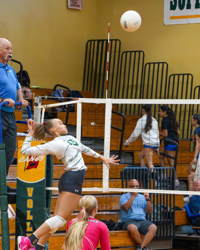 a group of people playing a game of volleyball