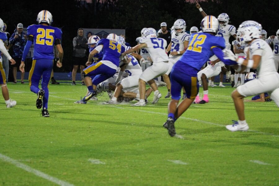 a football game is being played on the field