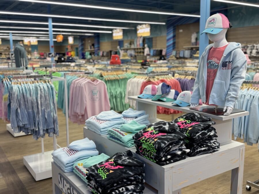 a person standing in front of a display in a store