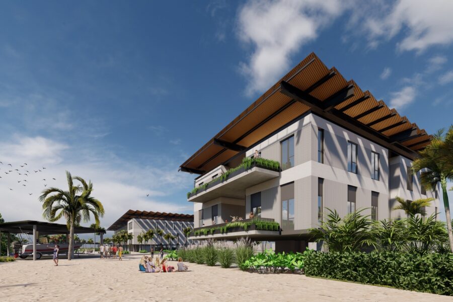 an artist's rendering of a beachfront building