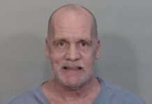 a man in a gray shirt is looking at the camera