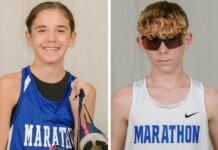 two photos of a young man and a young woman