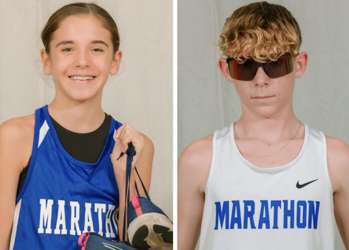 two photos of a young man and a young woman