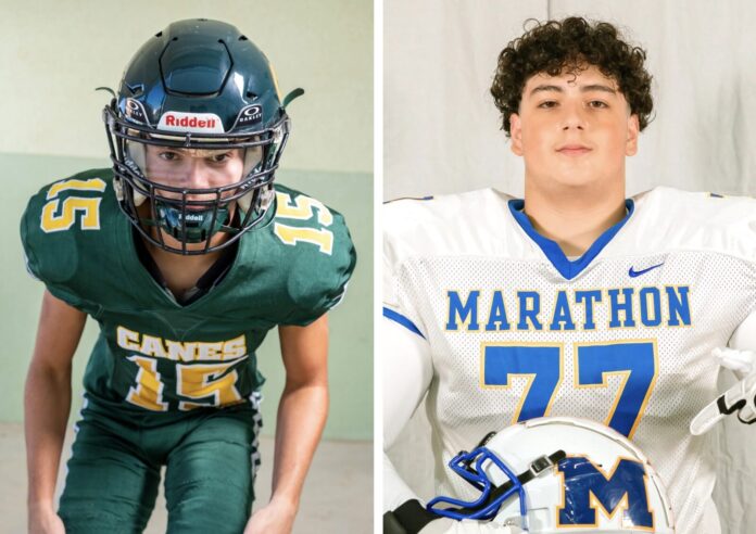 ss two football players are shown side by side