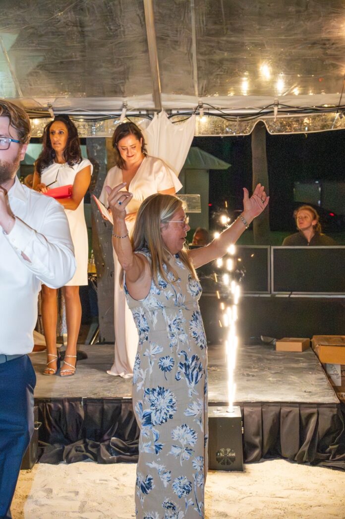 a couple of people that are standing on a stage