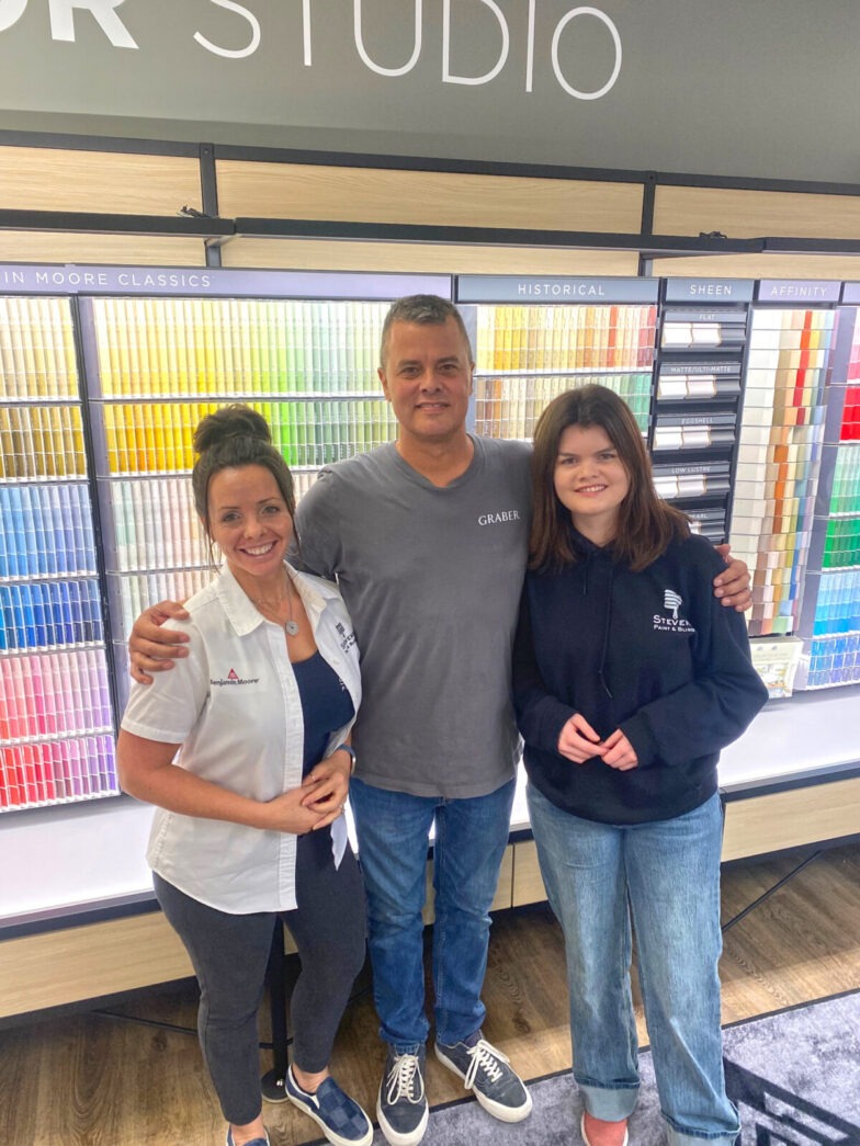 a group of people standing in front of a store