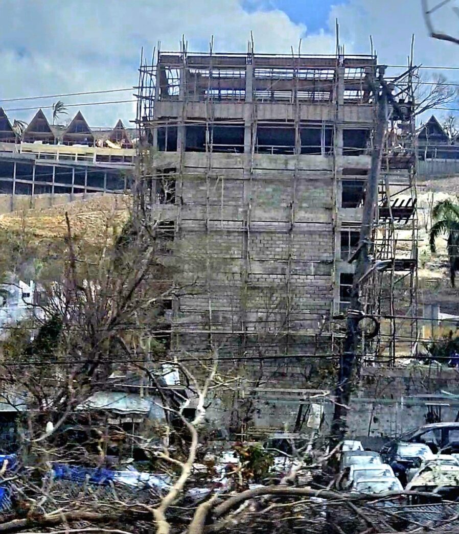 a large building with scaffolding on top of it