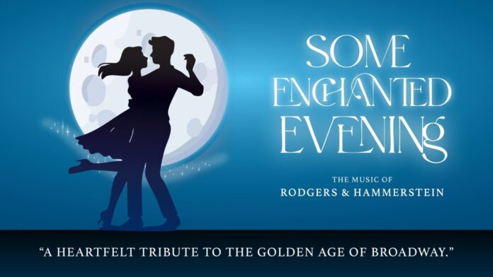 a poster with a silhouette of a man and a woman