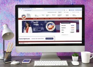 KEYS ELECTIONS OFFICE LAUNCHES NEW WEBSITE a computer monitor sitting on top of a desk