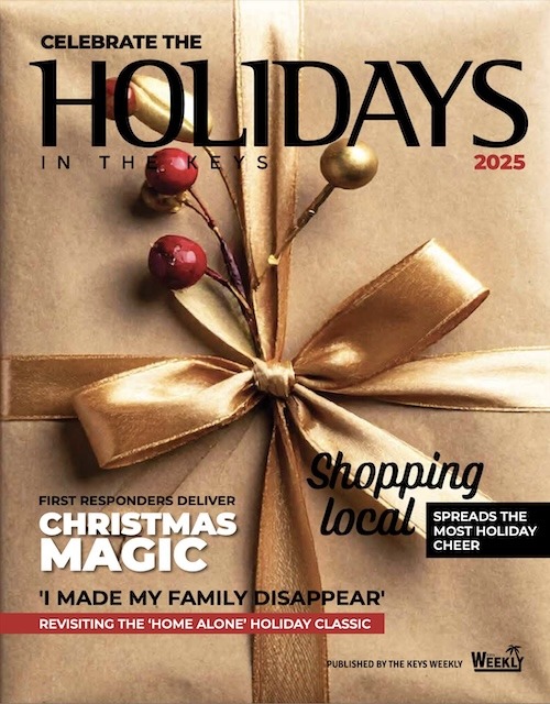 a magazine cover with a present wrapped in brown paper