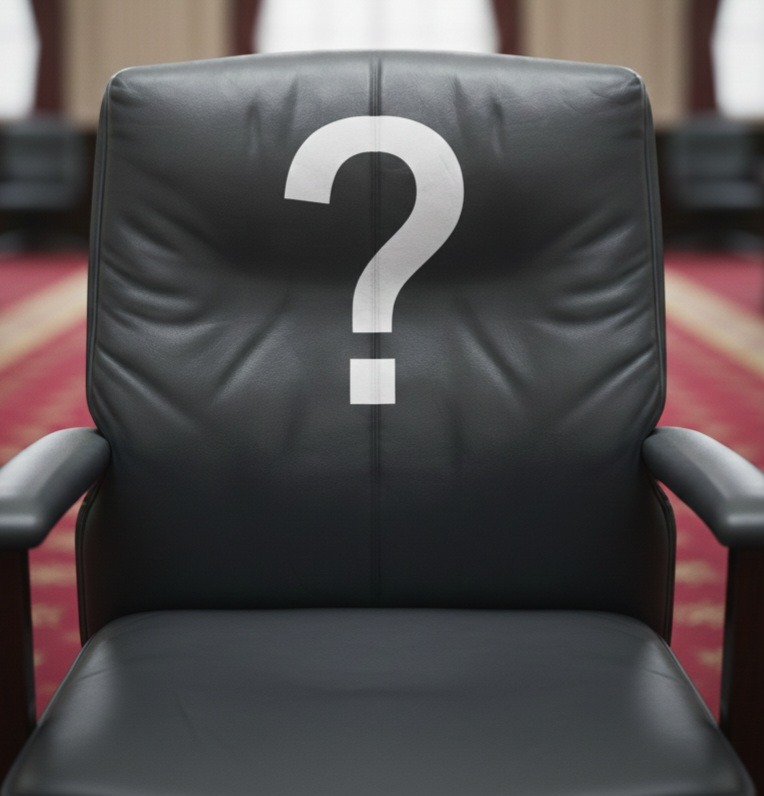 empty chair question mark a black chair with a question mark on it