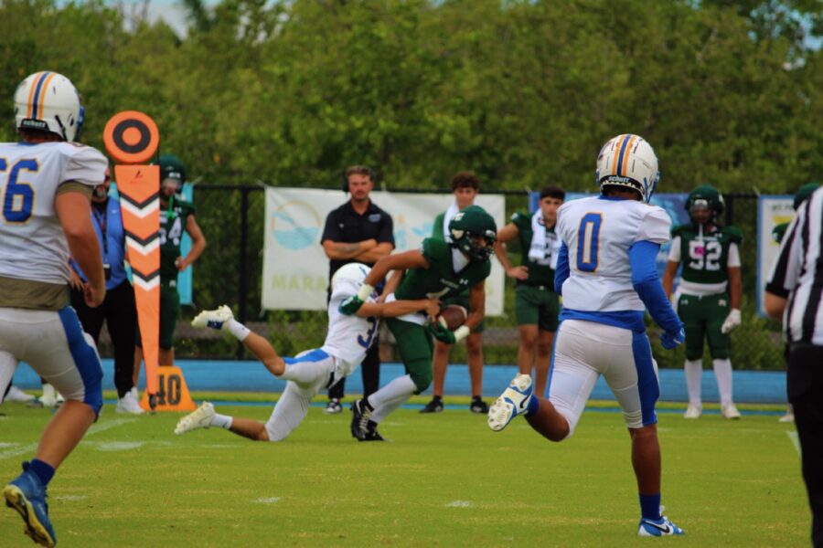 a group of people playing a game of football