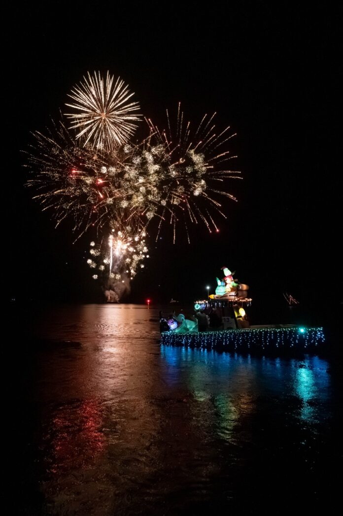 a large fireworks display over a body of water