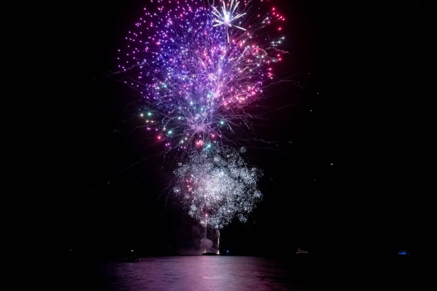 a colorful fireworks display in the night sky