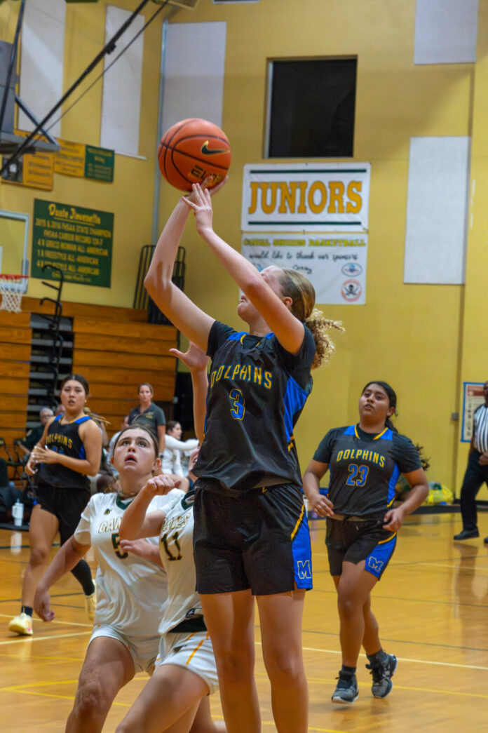a group of young women playing a game of basketball