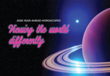 a picture of a planet with the words,'year ahead horoscopes
