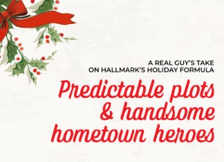 a christmas card with holly and red ribbon