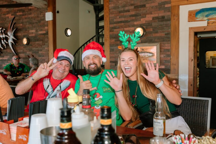 a group of people sitting around a table