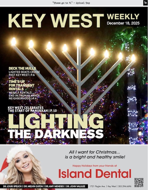 a magazine cover with a lighted menorah