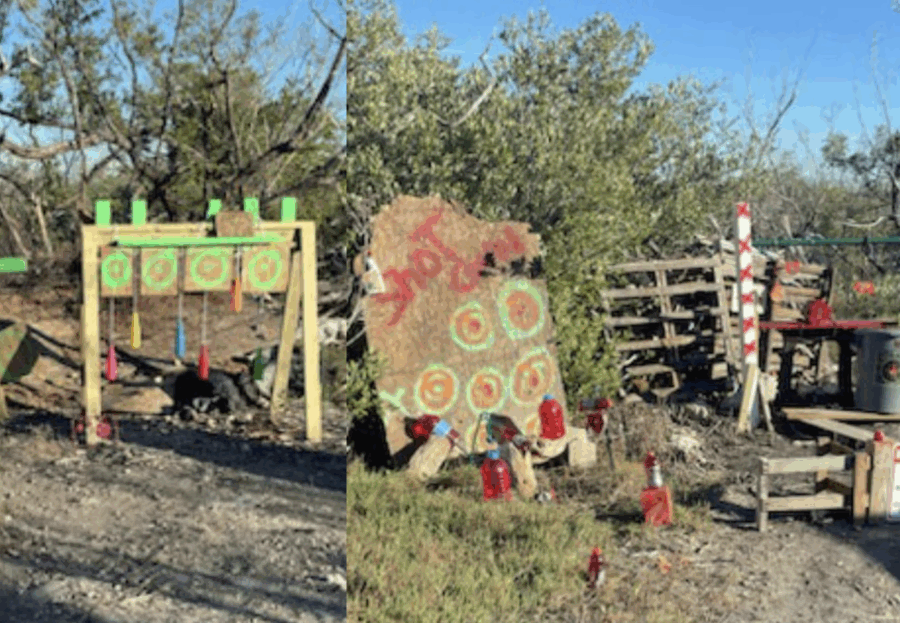 a collage of photos of a playground and a play area