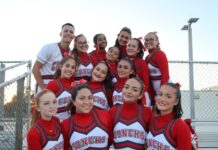 a group of cheerleaders posing for a picture