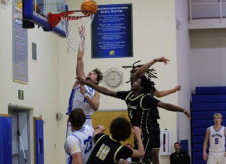 NO DAYS OFF FOR KEY WEST & MARATHON HOOPERS a group of young men playing a game of basketball