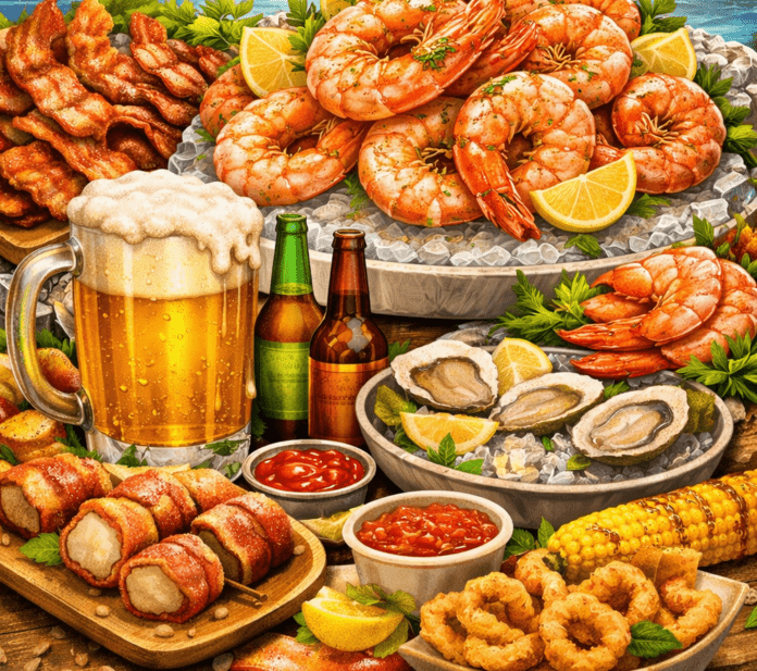 Bacon, beer and seafood